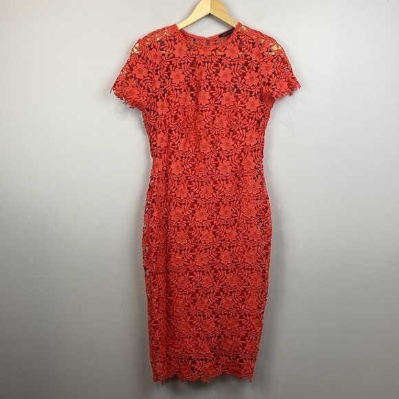 M&S Collection • Lace Sheath Short Sleeve Bodycon Midi Dress - Picture 5 of 16